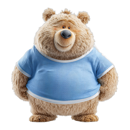 Cute Teddy Bear in Blue Shirt - 3D Character Icon