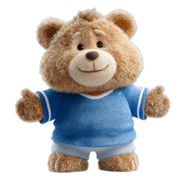 Cute 3D Teddy Bear Character Icon - Adorable Plush Toy