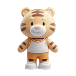 Cute 3D Cartoon Tiger Athlete Character Icon