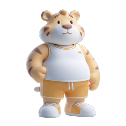 Cute Tiger Athlete 3D Character Icon