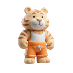 Cute 3D Tiger Athlete Cartoon Character Icon