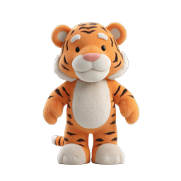 Cute 3D Tiger Character Icon - Plush Toy Style