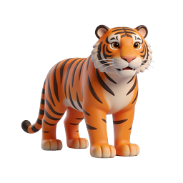 Cute 3D Cartoon Tiger Character Icon | Wildlife Design