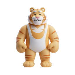 Cute 3D Tiger Character Icon - Friendly Cartoon Mascot
