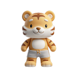 Icona personaggio tigre carino 3D - Mascotte cartone animato adorabile