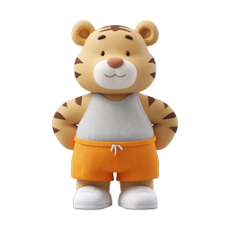 Cute 3D Tiger Character in Sportswear Icon
