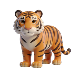 Cute Clay Tiger 3D Icon - Cartoon Wildlife Design