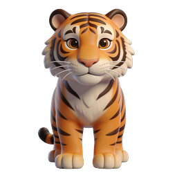 Cute 3D Tiger Cub Icon - Adorable Baby Tiger Character