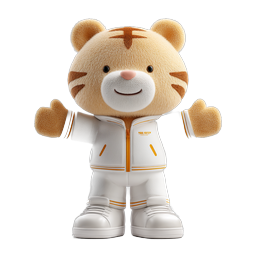 Cute Tiger Mascot 3D Icon - Friendly Athletic Character