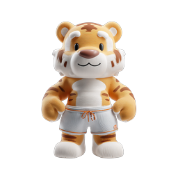 Ícone de personagem mascote tigre fofo estilo clay 3D