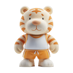 Cute Tiger Mascot 3D Character Icon
