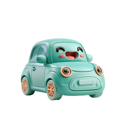Cute Cartoon Toy Car Character Icon - Happy Mint Vehicle