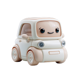Cute Kawaii Toy Car 3D Icon - Adorable Clay-Style Vehicle