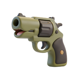 Icono de revólver de juguete de dibujos animados 3D lindo - Estilo de arcilla