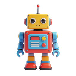 Cute Toy Robot Icon - Friendly 3D Character Design