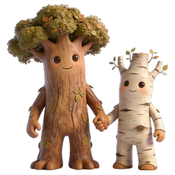 Cute Tree Characters | Adorable Cartoon Forest Friends