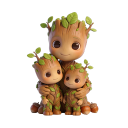 Adorable Cute Tree Family 3D Icon - Woodland Character