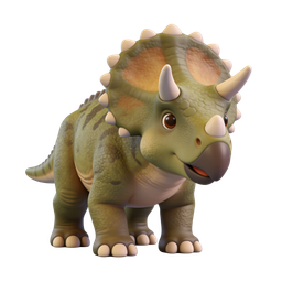 Cute Triceratops Icon for Kids and Education