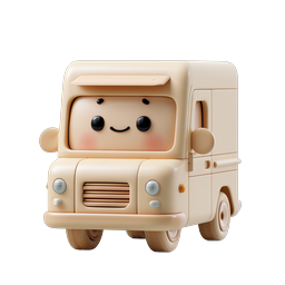 Cute Kawaii 3D Truck Character Icon - Adorable Vehicle Design