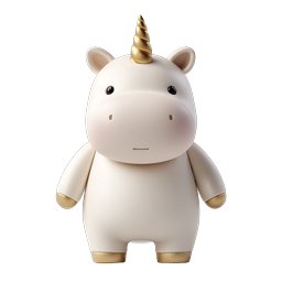 Cute Unicorn Hippo 3D Character Icon - Magical Toy Style
