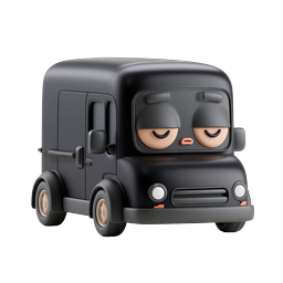 Cute Clay-Style Van Icon with Kawaii Face | 3D Render