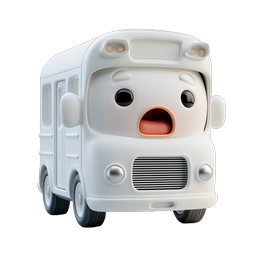 Cute 3D Cartoon Van Character Icon - Clay Style