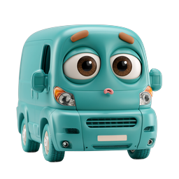 Cute Cartoon Van Character 3D Icon