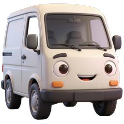 Cute Cartoon Van Character Icon - 3D Clay Style Vehicle
