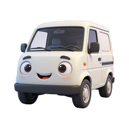Cute Cartoon Van Icon - Friendly 3D Delivery Vehicle