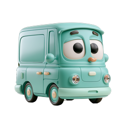 Cute Cartoon Van 3D Icon - Adorable Character Vehicle