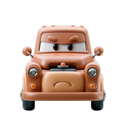 Cute Vintage Cartoon Clay Car Icon | 3D Rendered Vehicle