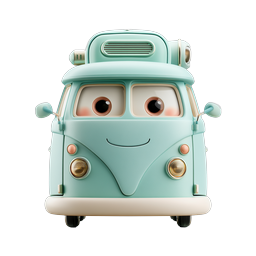 Cute Vintage Van Icon - Adorable 3D Clay Style Transport