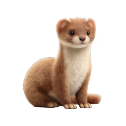 Icono de comadreja adorable - ilustración animal realista 3D