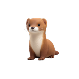 Cute Weasel 3D Icon - Adorable Brown Animal Character