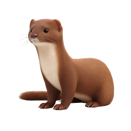 Cute Weasel Animal Icon | 3D Rendered Brown Ferret Illustration