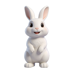 Ícone de personagem de coelhinho branco 3D adorável - Coelho de desenho animado fofo