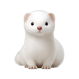 Cute White Ferret Icon - Realistic 3D Animal Illustration