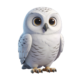 Cute White Owl 3D Character Icon