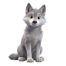 Cute White Wolf Cub 3D Icon | Adorable Arctic Animal Character