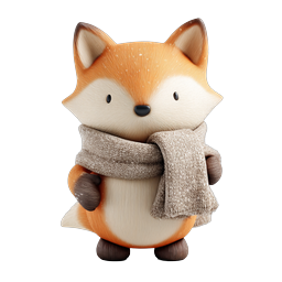 可愛い冬のキツネアイコン - 愛らしい 3D 動物キャラクター