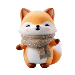 Cute Winter Fox with Snowflake Scarf 3D Icon