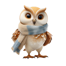 Cute Winter Owl with Knitted Scarf Icon