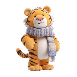 Cute Winter Tiger Icon - Adorable 3D Cartoon Character