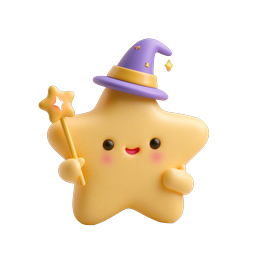Süßes Zauberstern 3D Clay Icon - Magischer Kawaii-Charakter