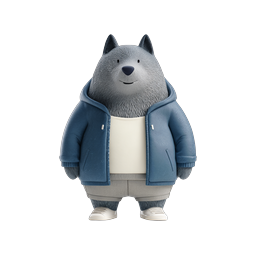 Cute 3D Wolf Character Mascot in Casual Outfit