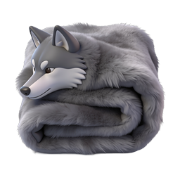 Icona 3D di lupetto grigio carino - Animaletto soffice appallottolato