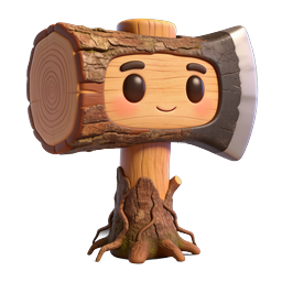 Cute Wooden Hammer Character - 3D Game Icon