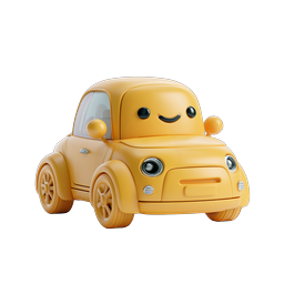 Süßes gelbes Cartoon-Auto Icon - Transport im Kawaii-Stil