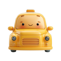 Icône de taxi jaune mignon - Style argile 3D Kawaii