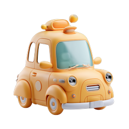 Cute Yellow Taxi Cab Clay 3D Icon